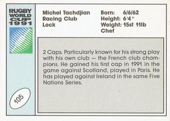 1991 Regina Rugby World Cup #105 Michel Tachdjian Back